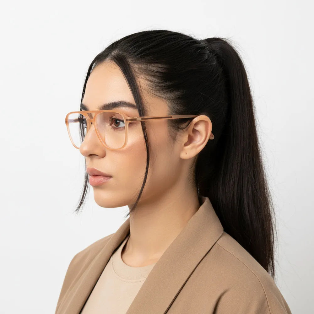 BluLite | Transparent Orange Medium Full Rim Square Computer Glasses for Men & Women [Blue Block]