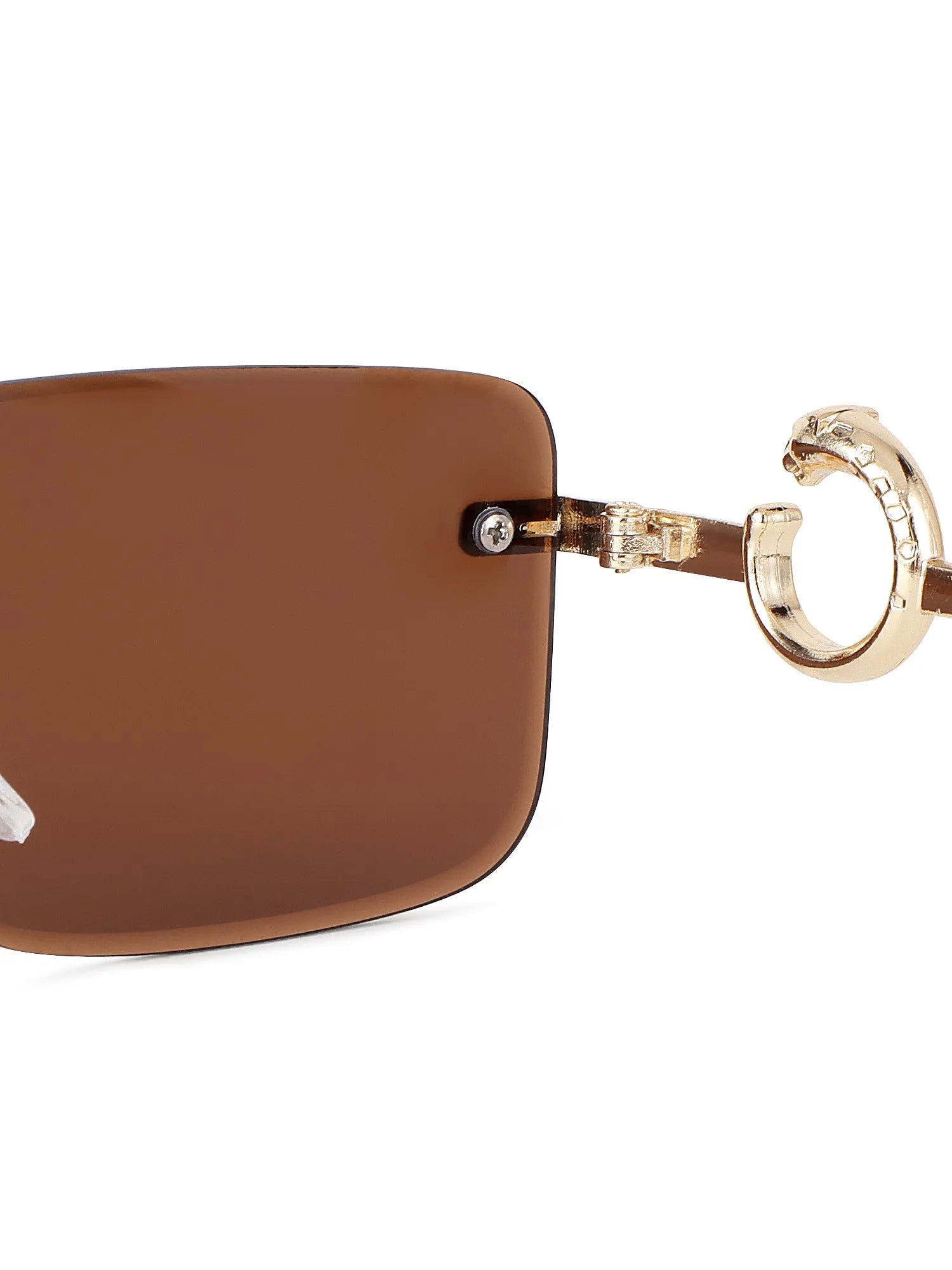 Phantoria | Brown Small Rim Less Rectangle Sunglasses for Men & Women [UV-protected]