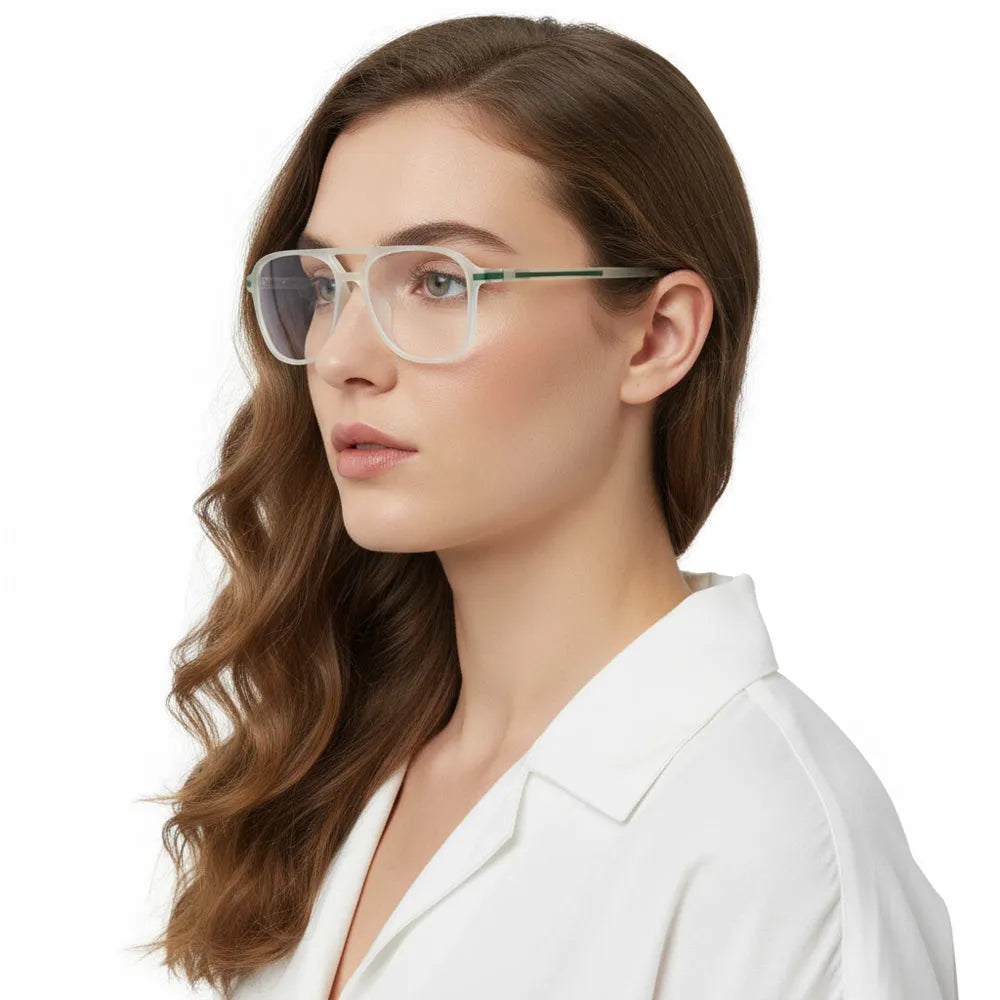 BluLite | Transparent Light Green Medium Full Rim Square Computer Glasses for Men & Women [Blue Block]