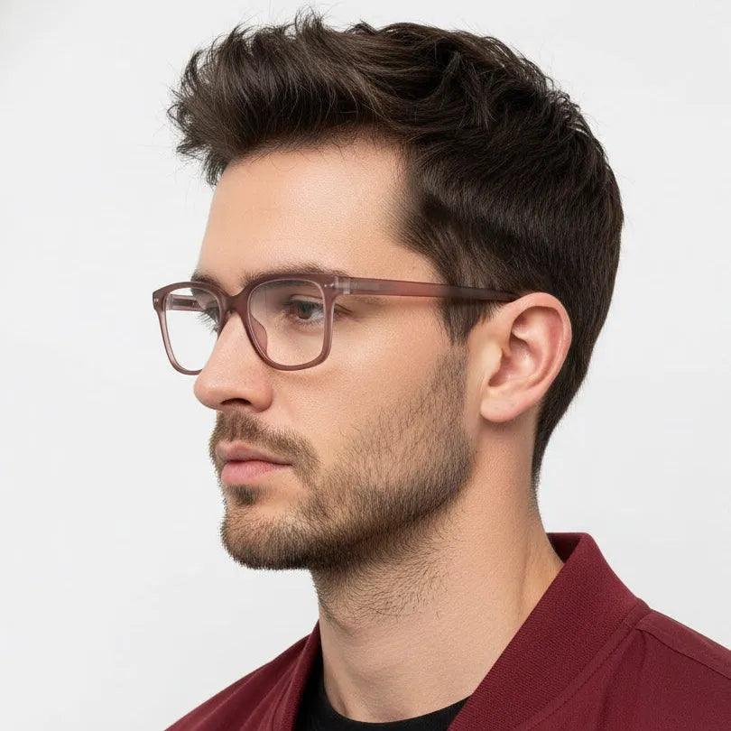 NexEye | Transparent Mate Maroon Medium Full Rim RECTANGLE Computer Glasses for Men & Women [Blue Block]