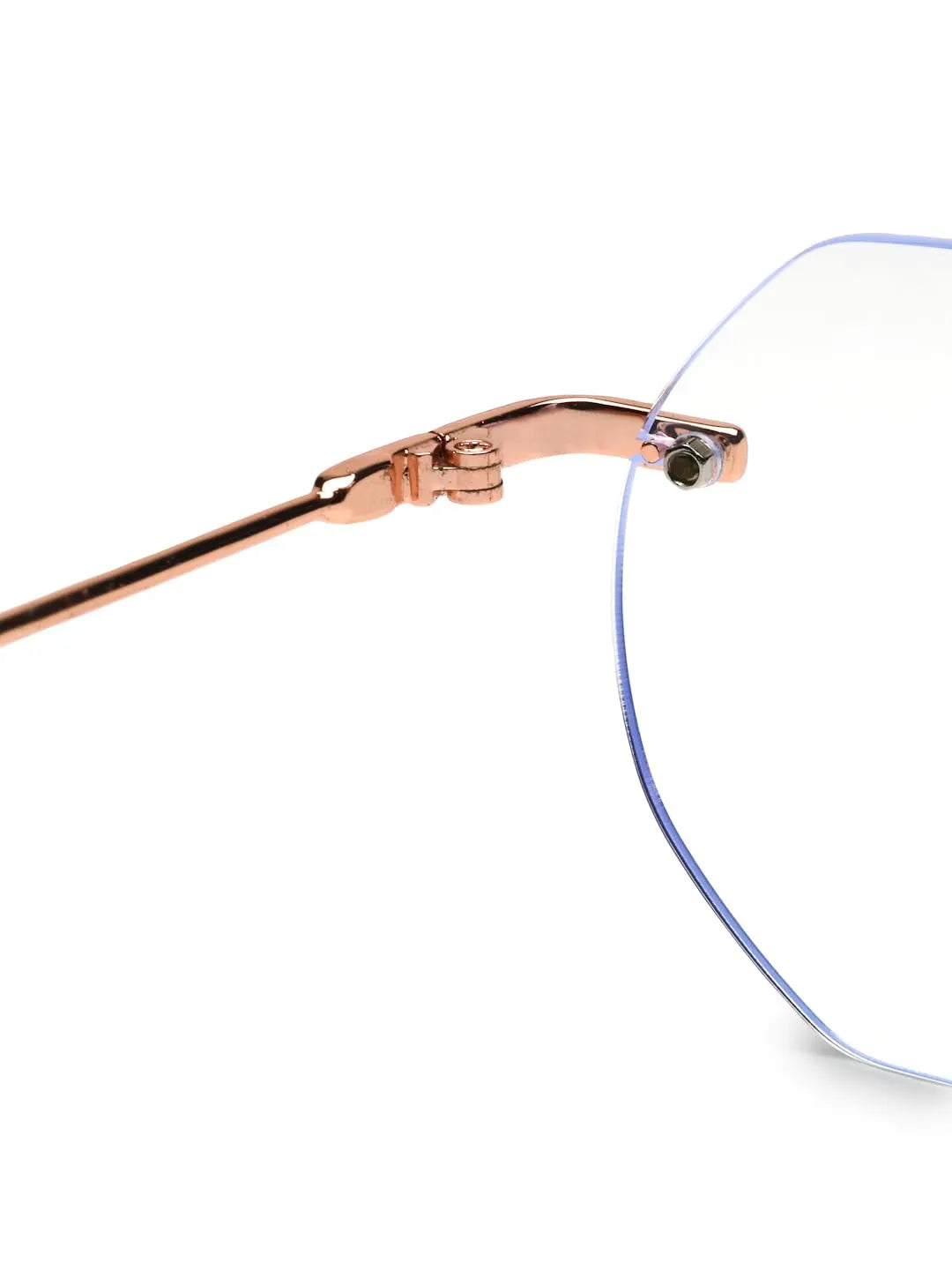 Hexora | Rose Gold Medium Rim Less Octagon Computer Glasses for Men & Women [Blue Block]