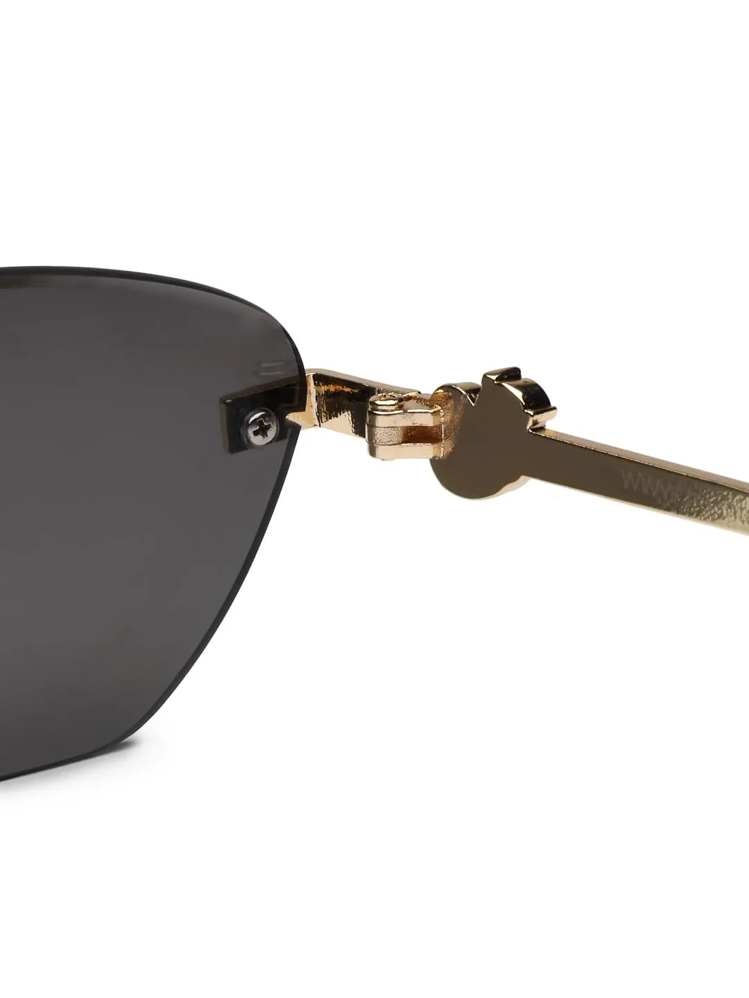 Pyrion | Black Medium Rim Less Rectangle Sunglasses for Men [UV-protected]
