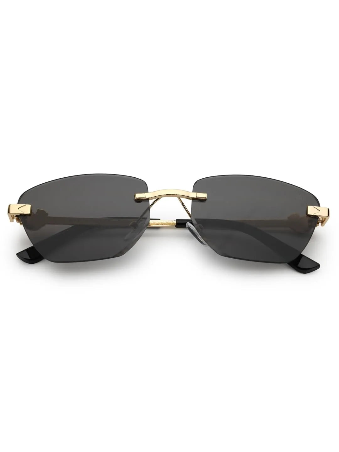 Pyrion | Black Medium Rim Less Rectangle Sunglasses for Men [UV-protected]