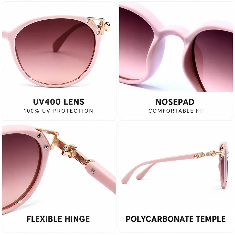 Vortex | Rosy Brown Medium Full Rim Round Sunglasses for Women [UV-protected]