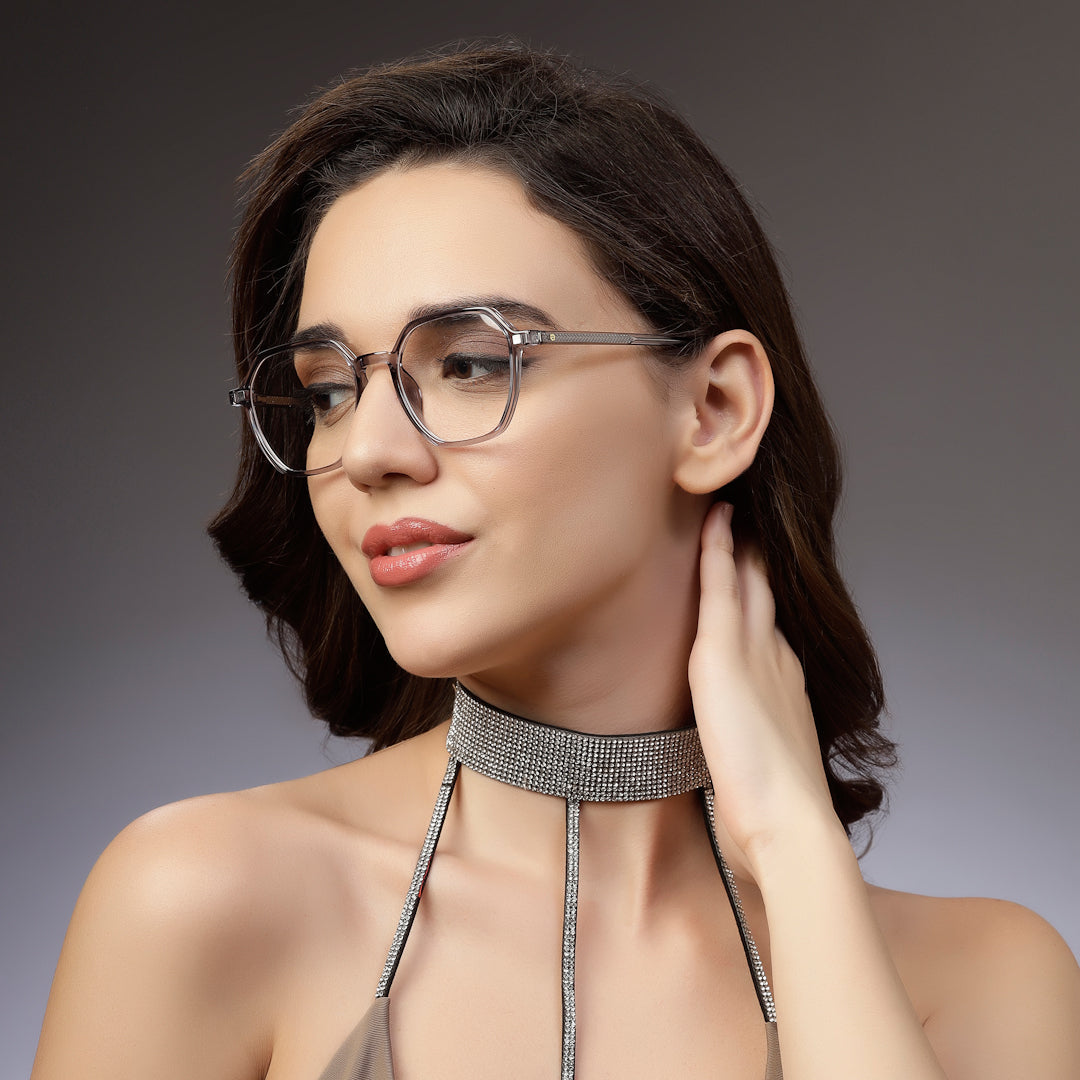 Nymora | Grey Medium Full Rim Hexagonal Clip-on for Men [Clip-on]