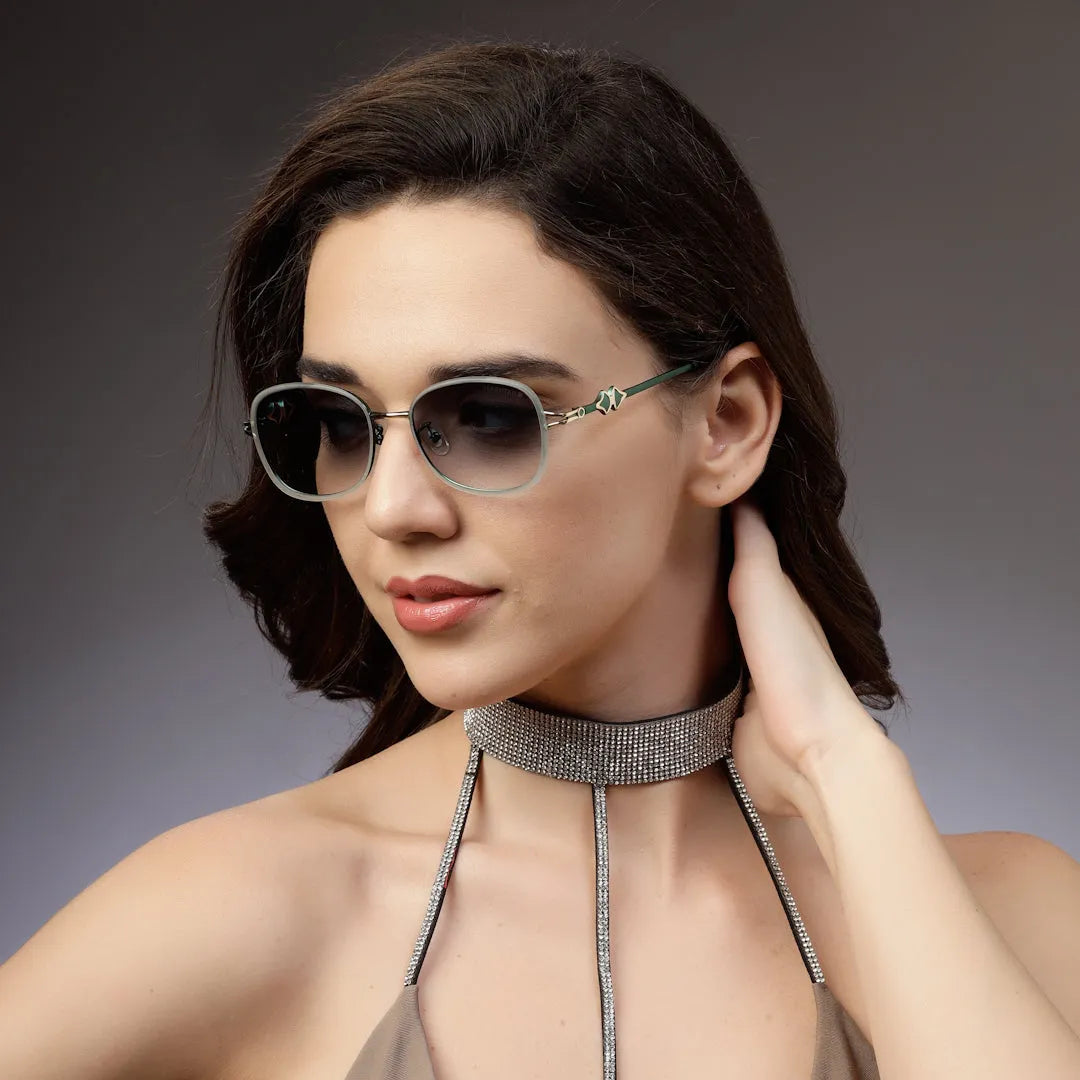 Crypta | Green Medium Full Rim Oval Sunglasses for Women [UV-protected]