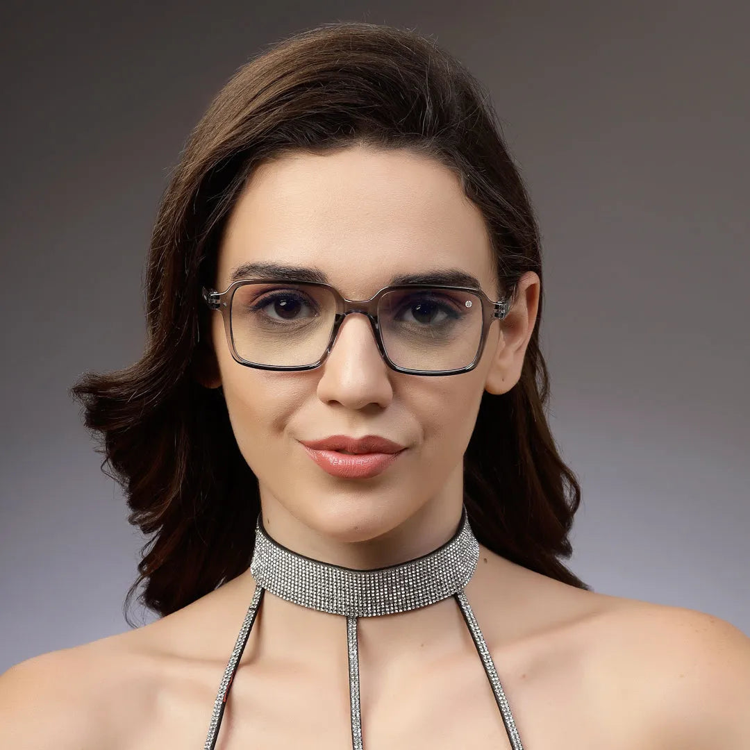 Enigma | Smoke Medium Full Rim Square Computer Glasses for Men & Women [Blue Block]