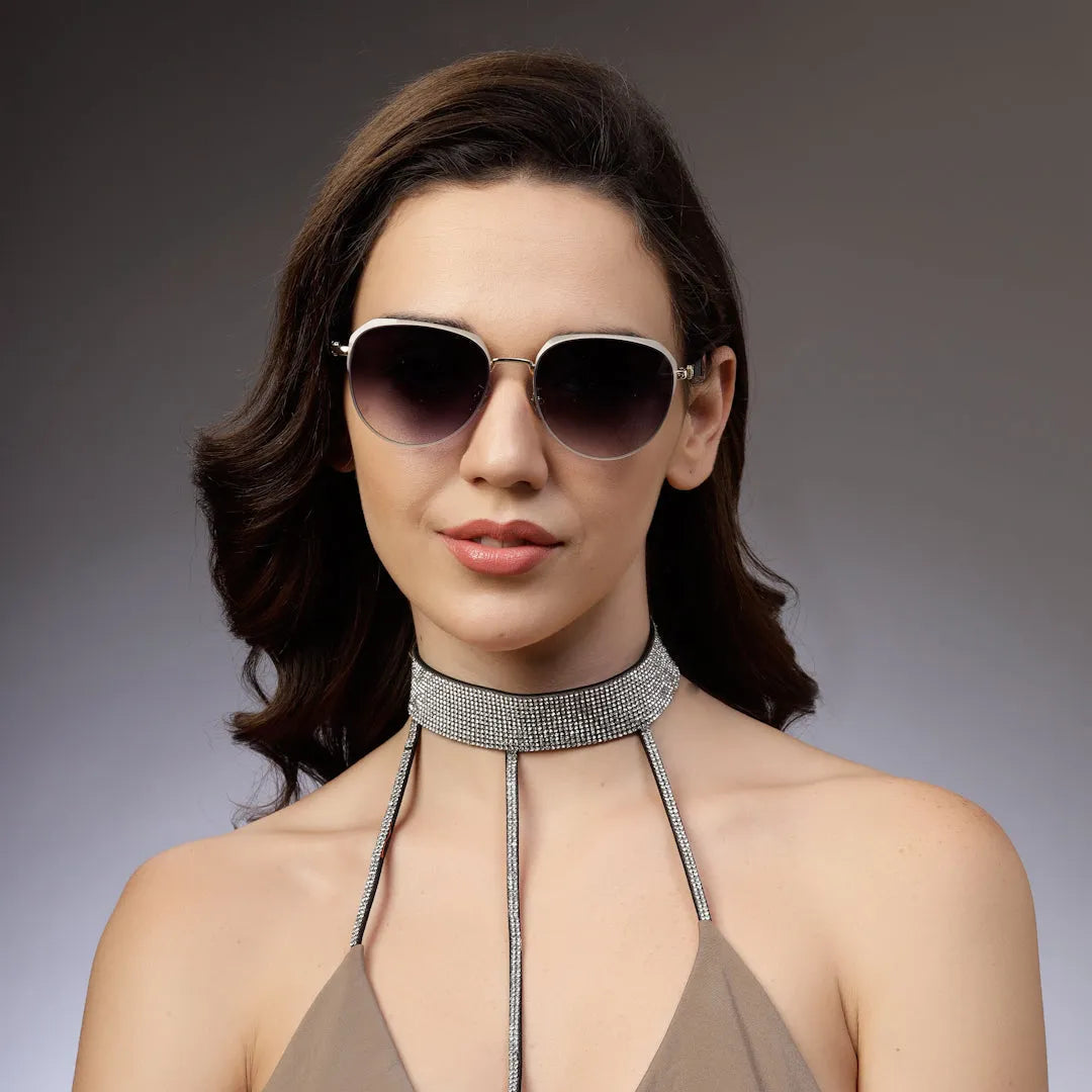 Eclipra | Gradient Grey Large Full Rim Oval Sunglasses for Women [UV-protected]