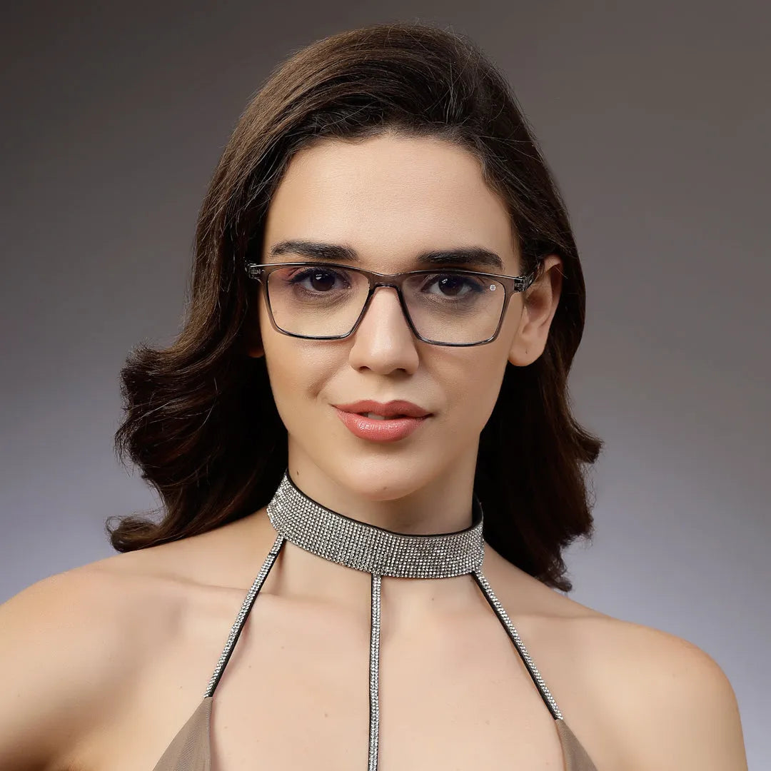 Aurora | Smoke Medium Full Rim Rectangle Computer Glasses for Men & Women [Blue Block]