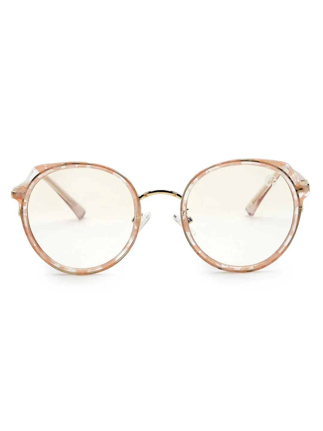 Photogrey | Texture Pink & Golden Medium Full Rim Round Sunglasses for Men & Women [Photochromic]