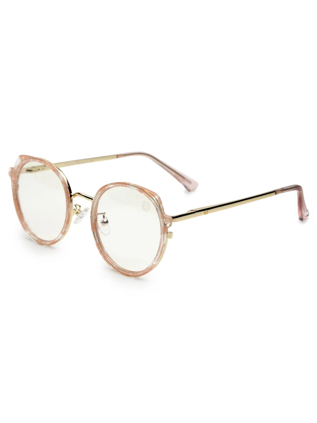 Photogrey | Texture Pink & Golden Medium Full Rim Round Sunglasses for Men & Women [Photochromic]