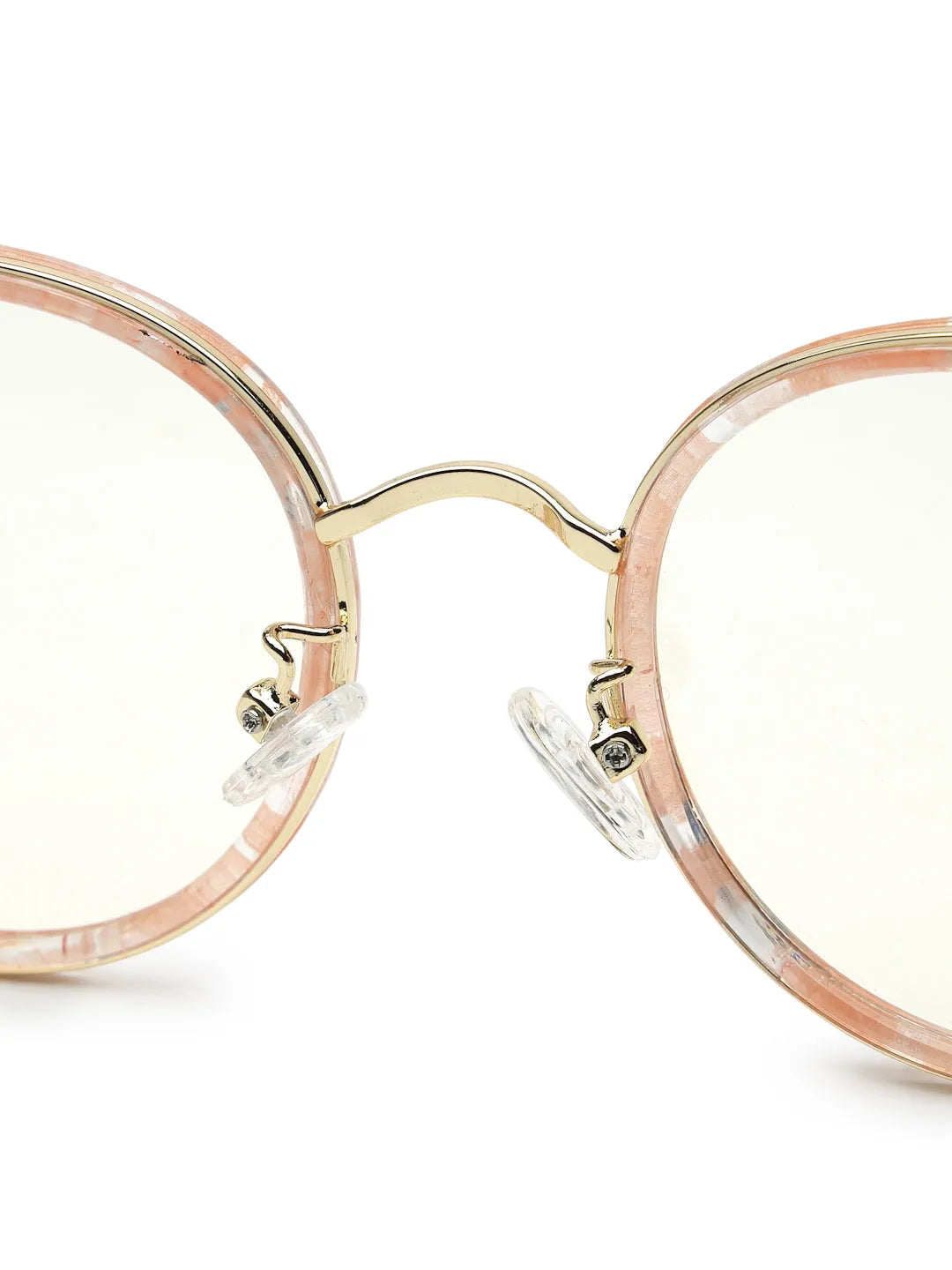 Photogrey | Texture Pink & Golden Medium Full Rim Round Sunglasses for Men & Women [Photochromic]