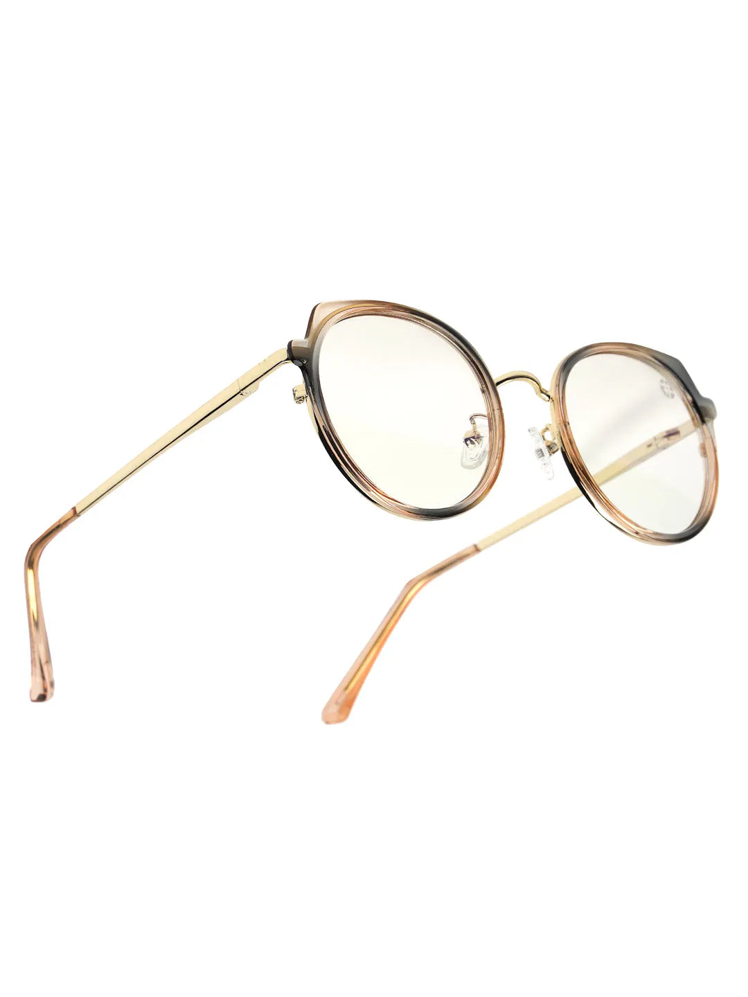 Photogrey | Gradient Brown & Golden Medium Full Rim Round Sunglasses for Men & Women [Photochromic]