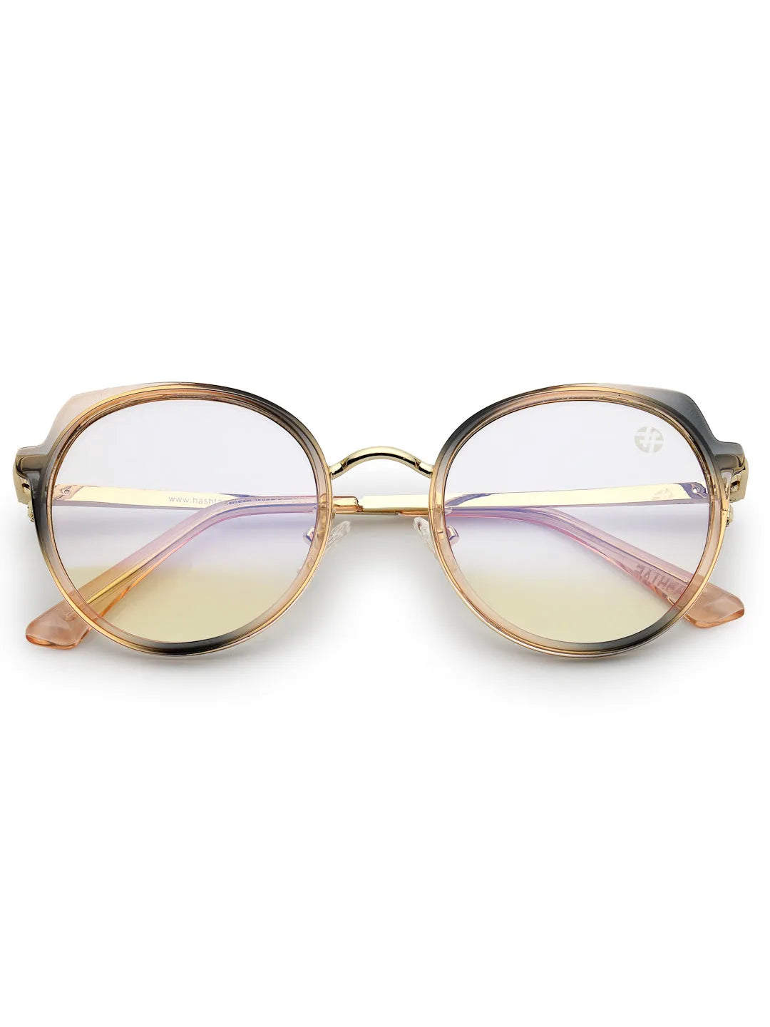 Photogrey | Gradient Brown & Golden Medium Full Rim Round Sunglasses for Men & Women [Photochromic]