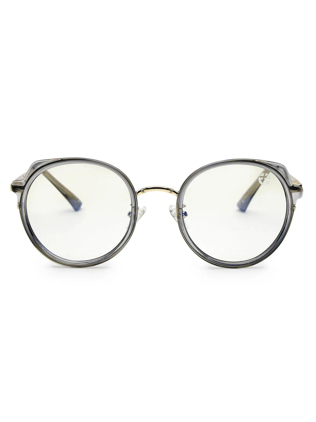Photogrey | Grey & Golden Medium Full Rim Round Sunglasses for Men & Women [Photochromic]