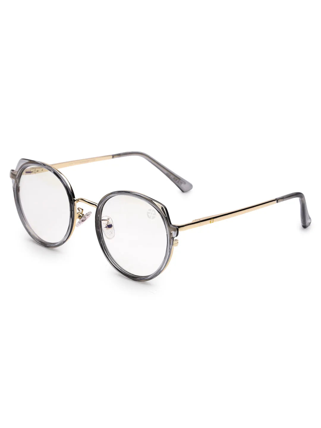 Photogrey | Grey & Golden Medium Full Rim Round Sunglasses for Men & Women [Photochromic]