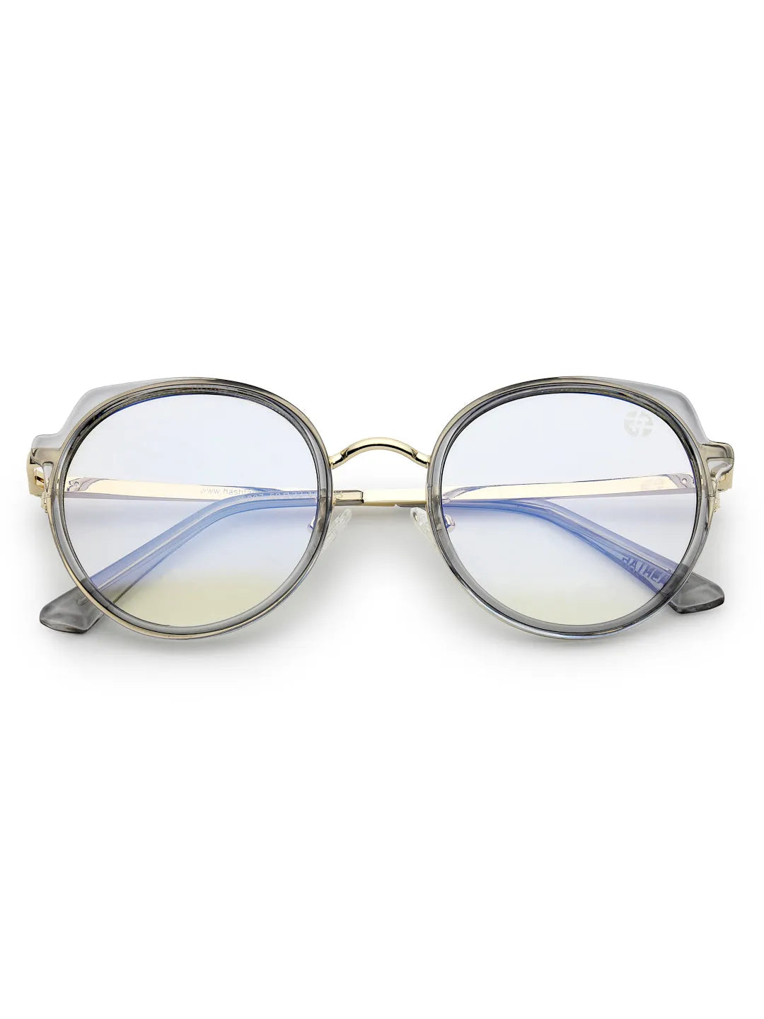 Photogrey | Grey & Golden Medium Full Rim Round Sunglasses for Men & Women [Photochromic]