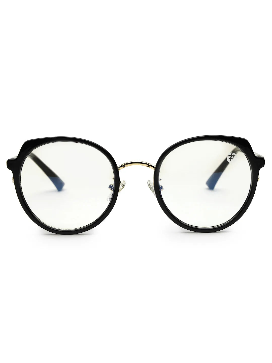 Photogrey | Black & Golden Medium Full Rim Round Sunglasses for Men & Women [Photochromic]