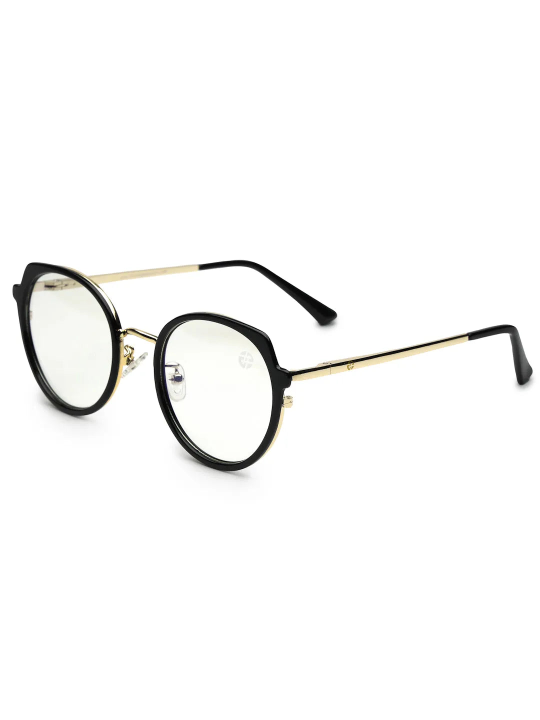 Photogrey | Black & Golden Medium Full Rim Round Sunglasses for Men & Women [Photochromic]
