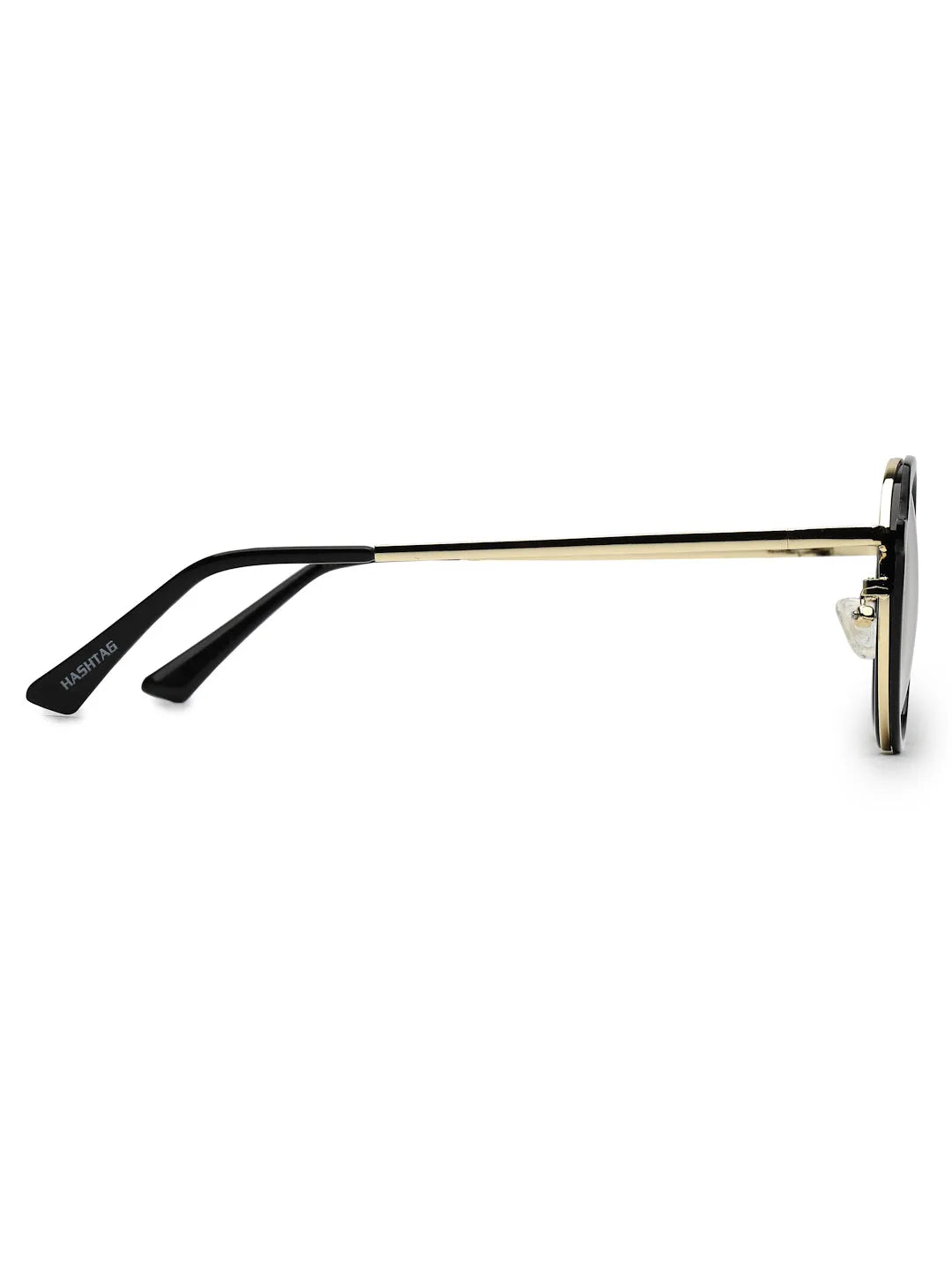 Photogrey | Black & Golden Medium Full Rim Round Sunglasses for Men & Women [Photochromic]