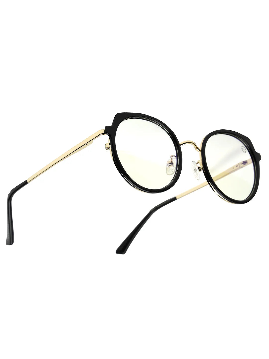 Photogrey | Black & Golden Medium Full Rim Round Sunglasses for Men & Women [Photochromic]