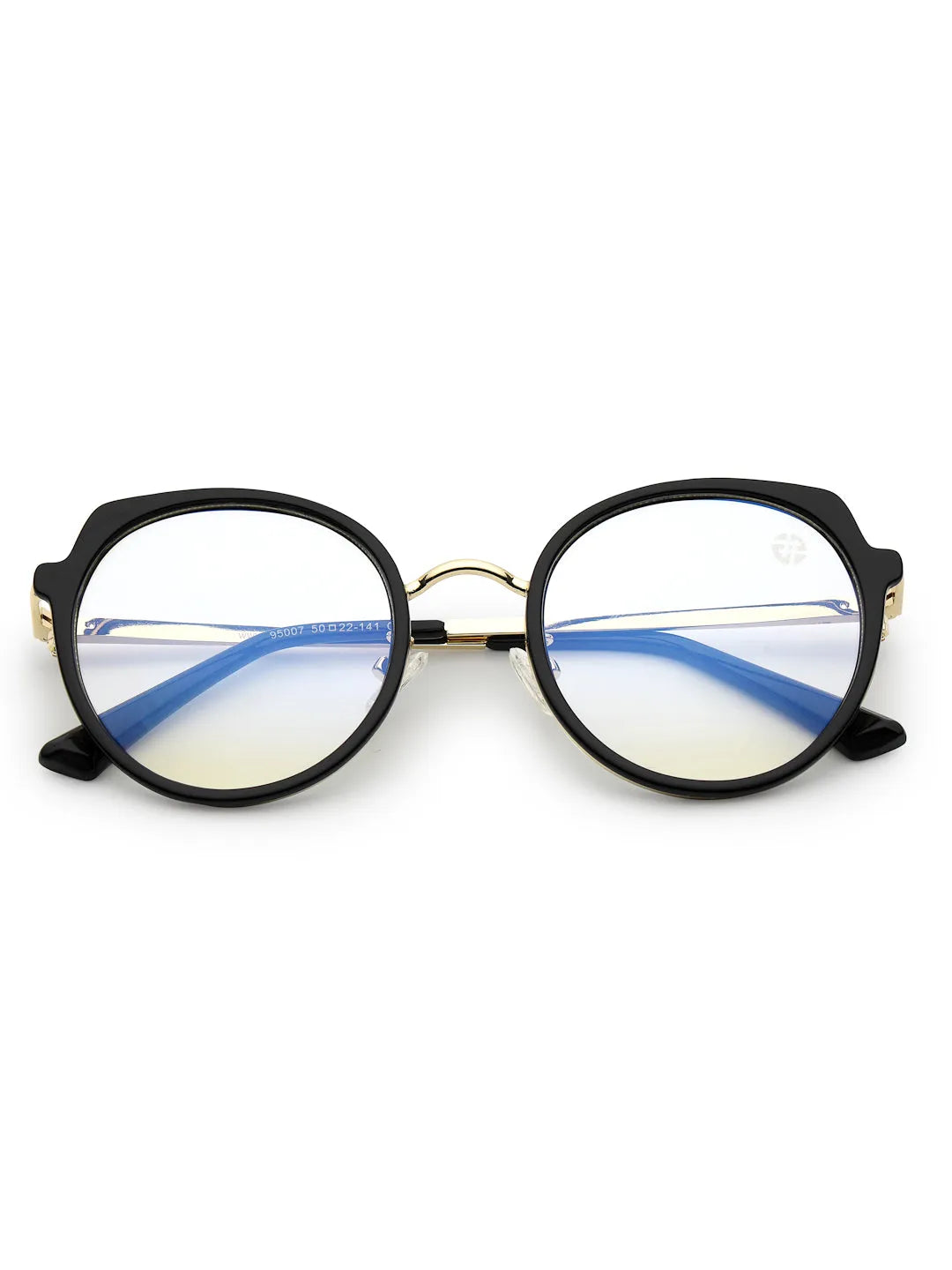 Photogrey | Black & Golden Medium Full Rim Round Sunglasses for Men & Women [Photochromic]