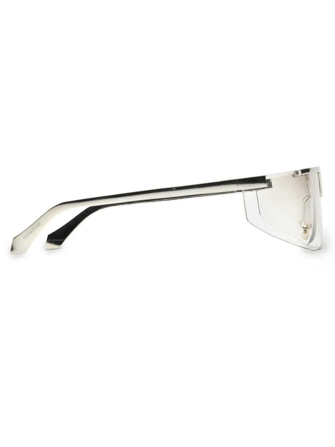 Tri-Angle | Silver Large Rim Less Rectangle Sunglasses for Men & Women [UV-protected]