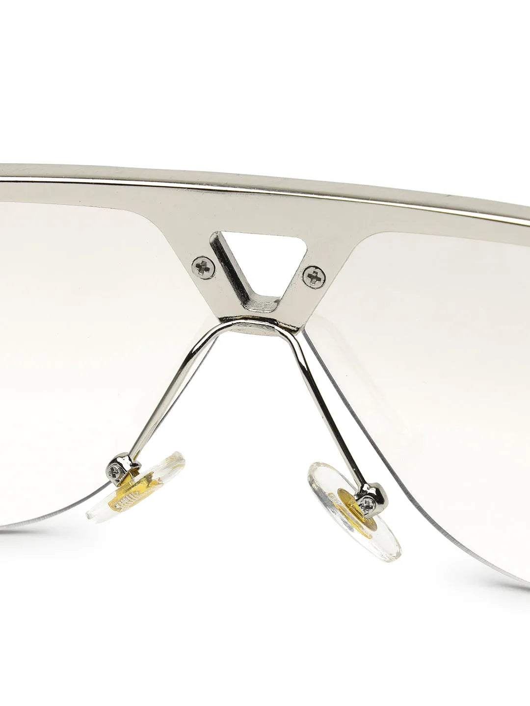 Tri-Angle | Silver Large Rim Less Rectangle Sunglasses for Men & Women [UV-protected]