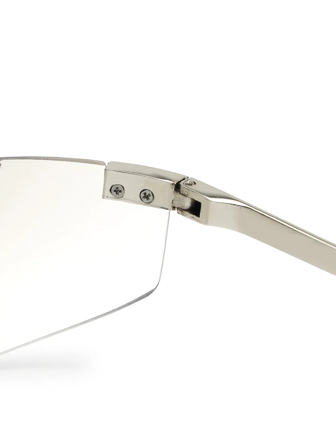 Tri-Angle | Silver Large Rim Less Rectangle Sunglasses for Men & Women [UV-protected]