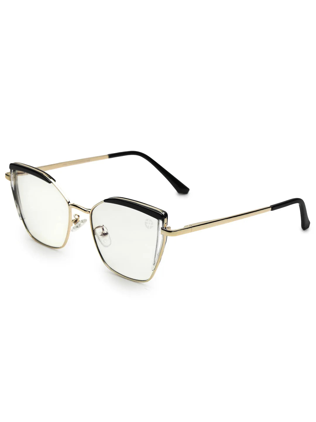 Swit | Black, Transparent & Golden Large Full Rim Cateye Sunglasses for Women [Photochromic]