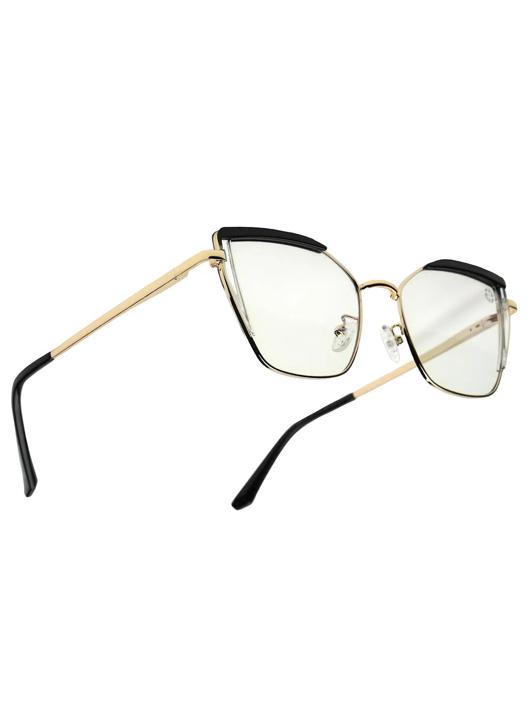 Swit | Black, Transparent & Golden Large Full Rim Cateye Sunglasses for Women [Photochromic]