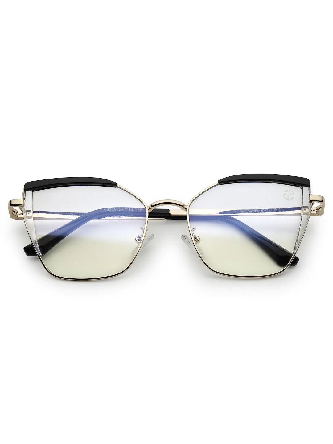 Swit | Black, Transparent & Golden Large Full Rim Cateye Sunglasses for Women [Photochromic]