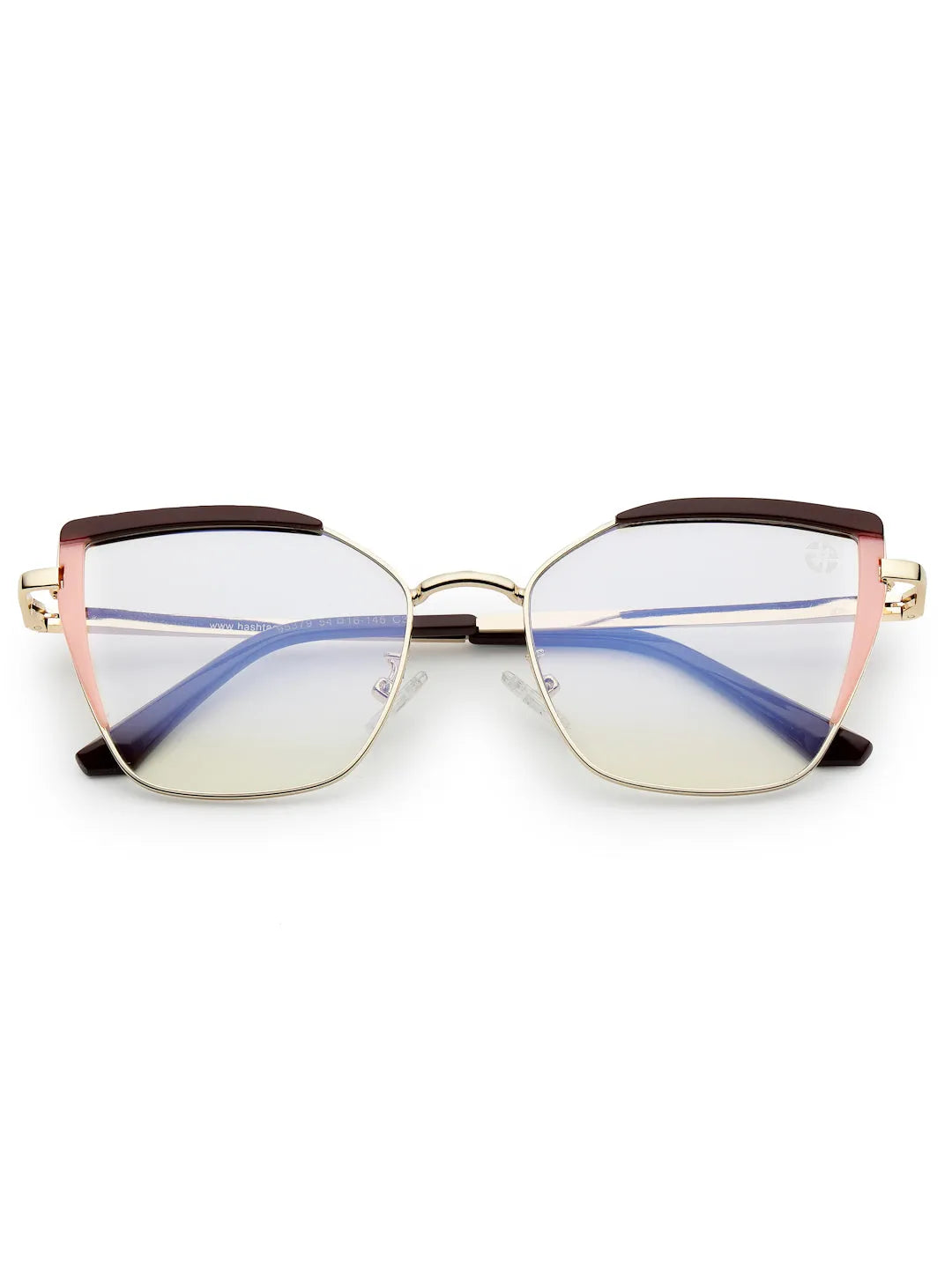Swit | Brown, Pink & Golden Large Full Rim Cateye Sunglasses for Women [Photochromic]