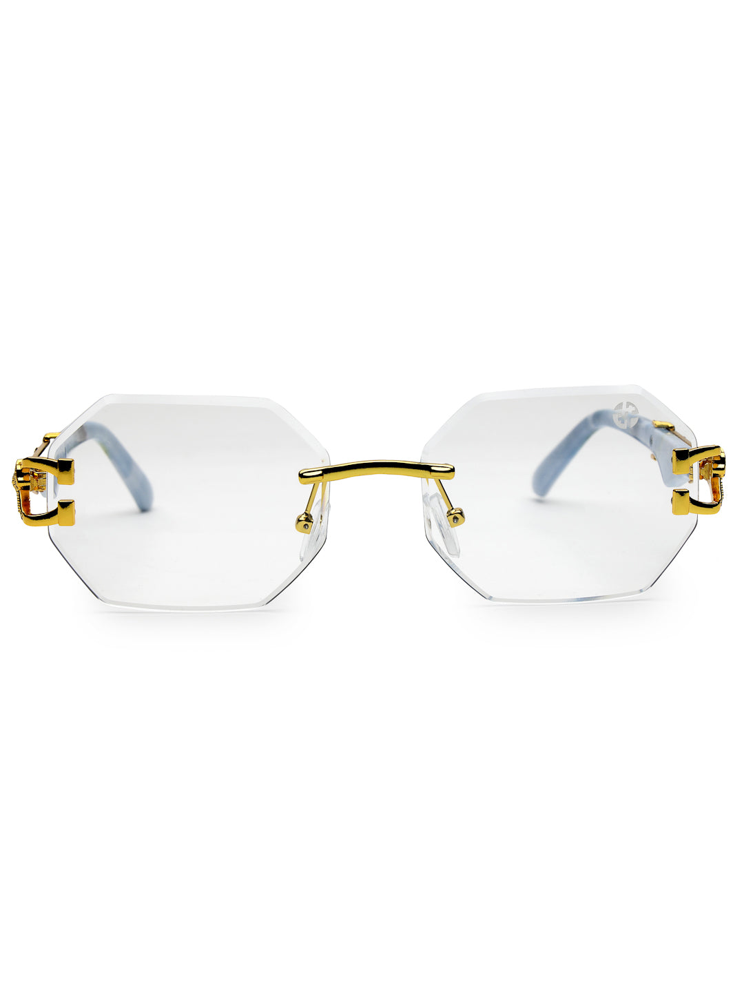 Astrolis | Golden Medium Rim Less Hexagonal Sunglasses for Men [UV-protected]