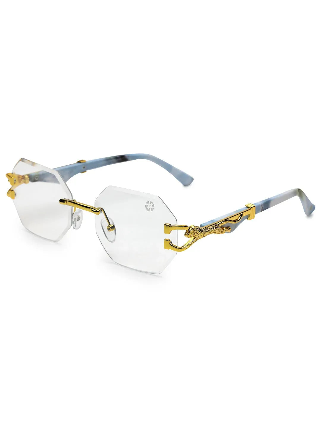 Astrolis | Golden Medium Rim Less Hexagonal Eyeglasses for Men [UV-protected]
