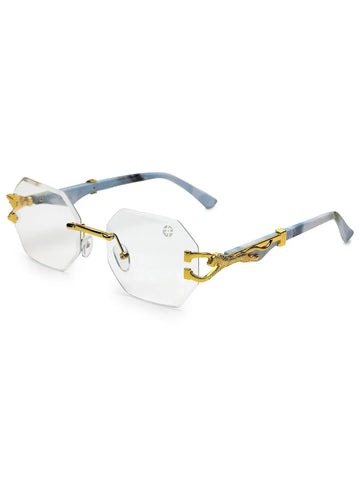 Astrolis | Golden Medium Rim Less Hexagonal Eyeglasses for Men [UV-protected]