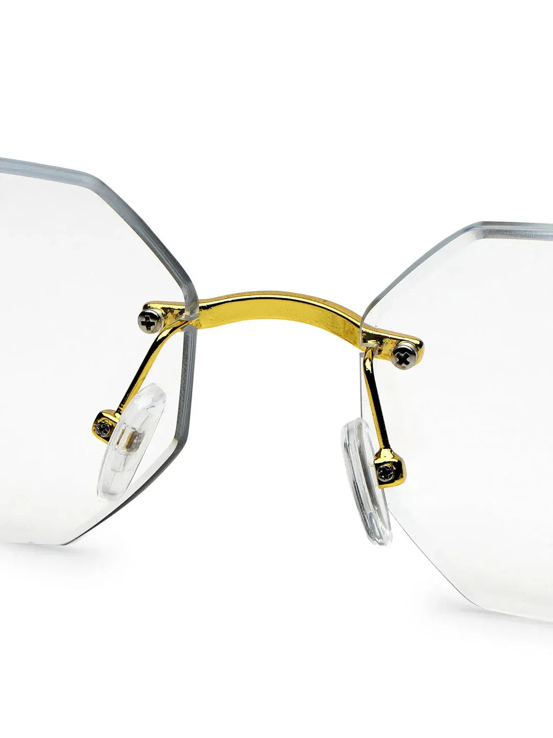 Astrolis | Golden Medium Rim Less Hexagonal Eyeglasses for Men [UV-protected]
