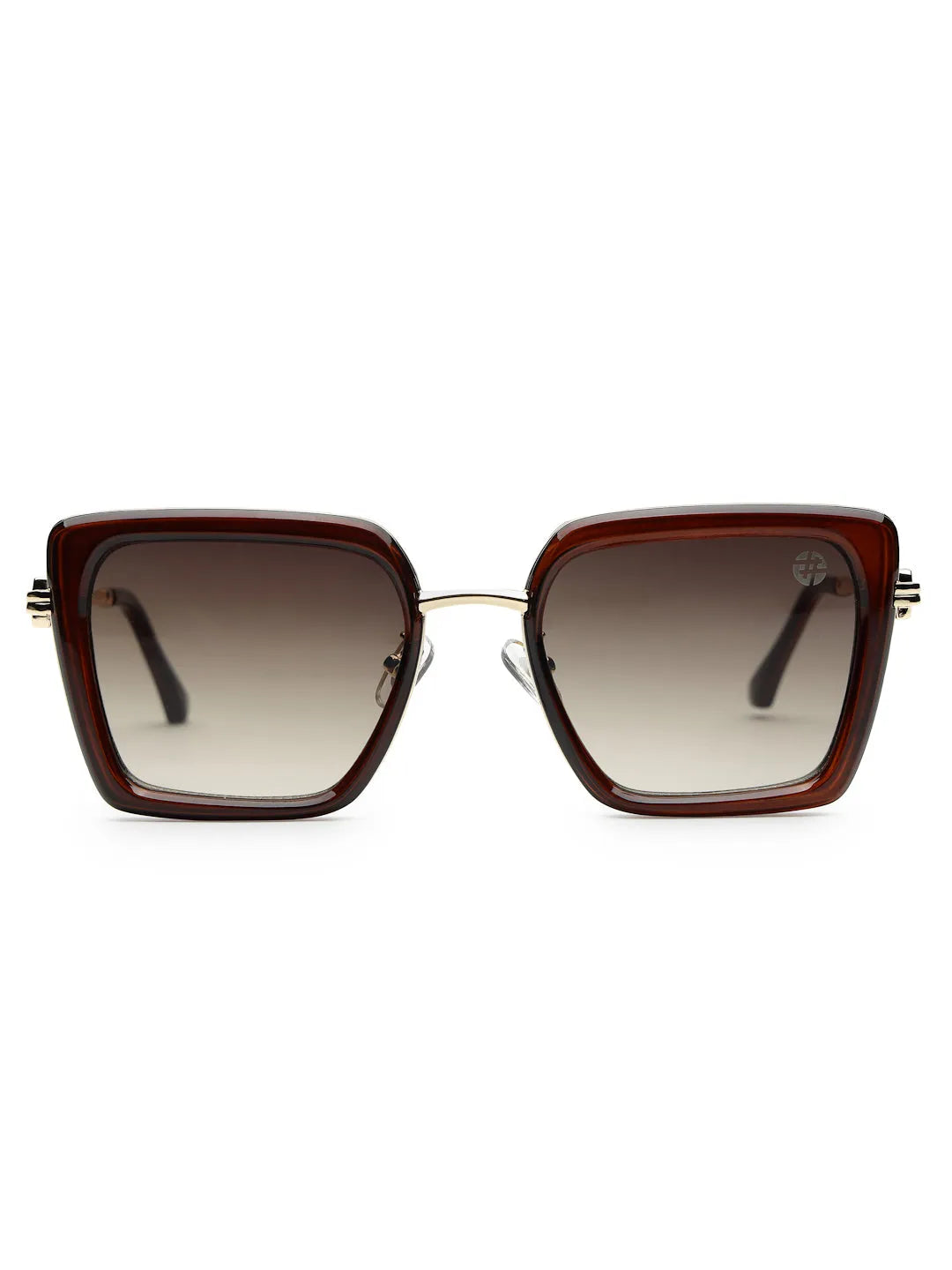 DuskDazzle | Brown & Golden Large Full Rim Cateye Sunglasses for Women [UV-protected]