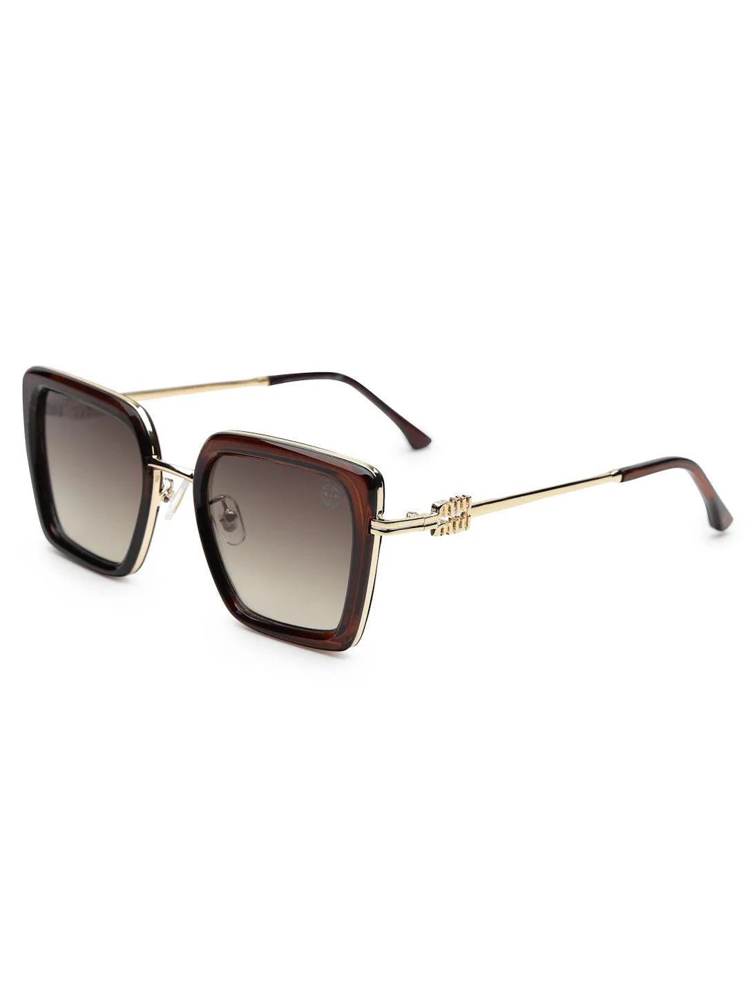 DuskDazzle | Brown & Golden Large Full Rim Cateye Sunglasses for Women [UV-protected]