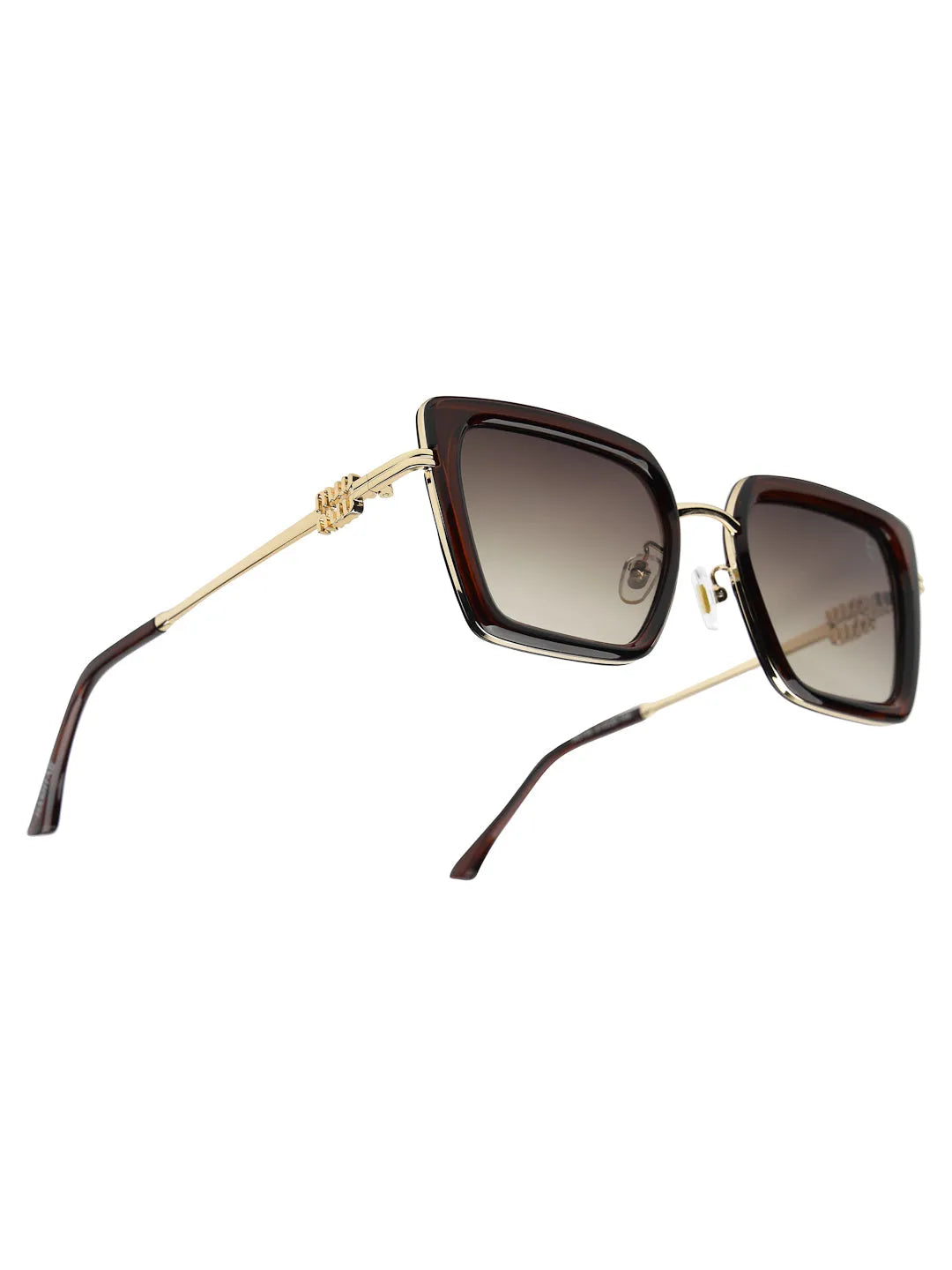 DuskDazzle | Brown & Golden Large Full Rim Cateye Sunglasses for Women [UV-protected]