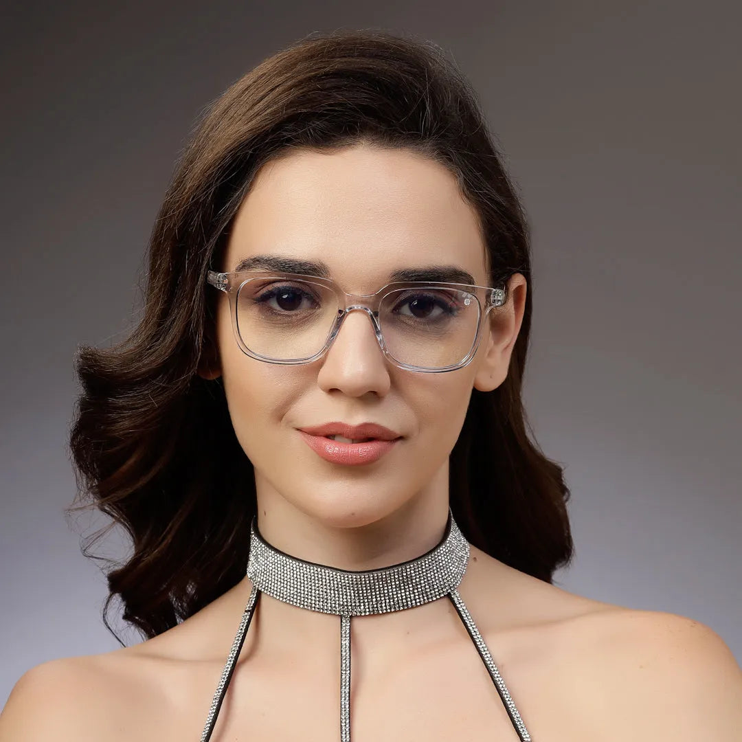 Celestia | Transparent Medium Full Rim Wayfarer Computer Glasses for Men & Women [Blue Block]
