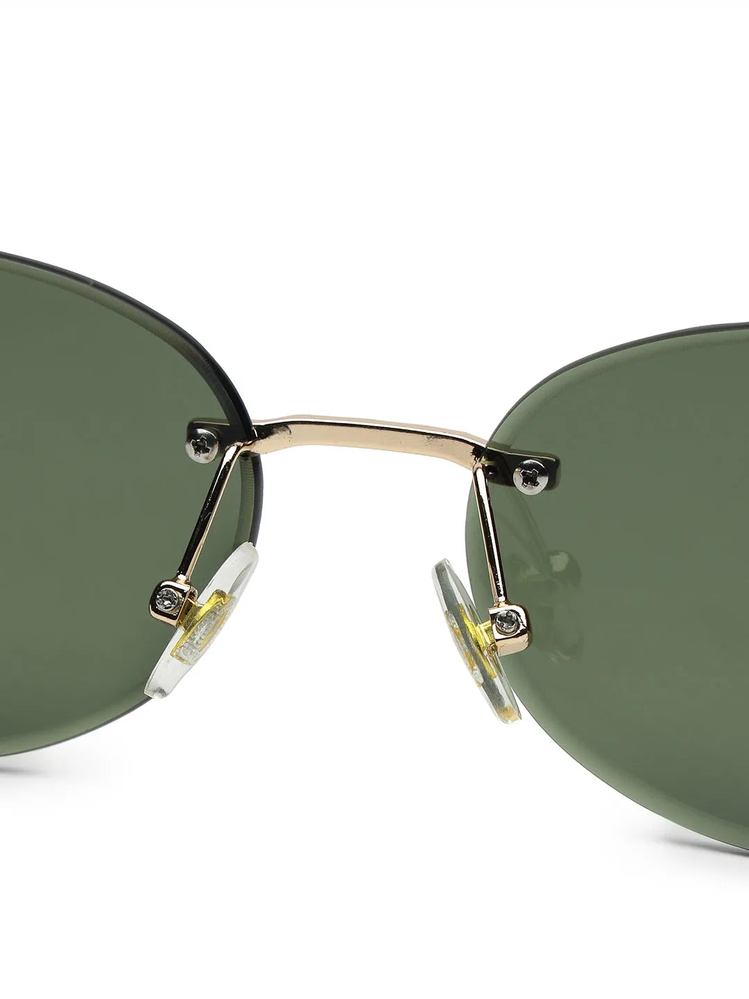 Kitto | Green Medium Rim Less Oval Sunglasses for Men & Women [UV-protected]