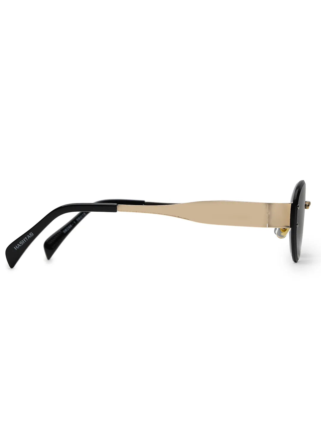 Kitto | Black Medium Rim Less Oval Sunglasses for Men & Women [UV-protected]