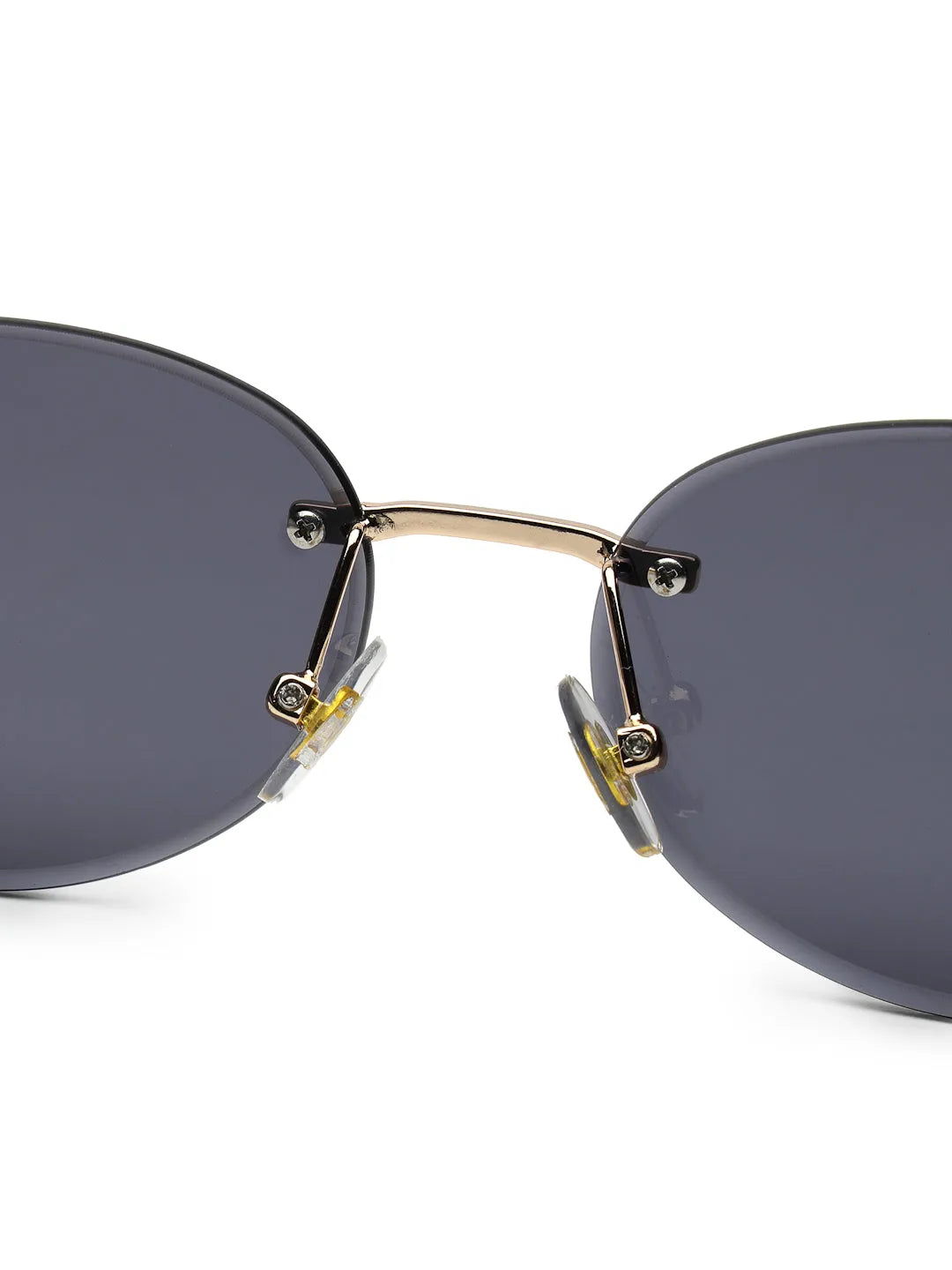 Kitto | Black Medium Rim Less Oval Sunglasses for Men & Women [UV-protected]