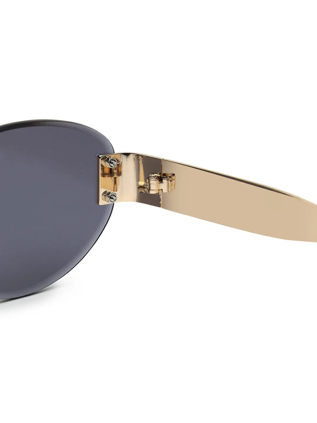 Kitto | Black Medium Rim Less Oval Sunglasses for Men & Women [UV-protected]
