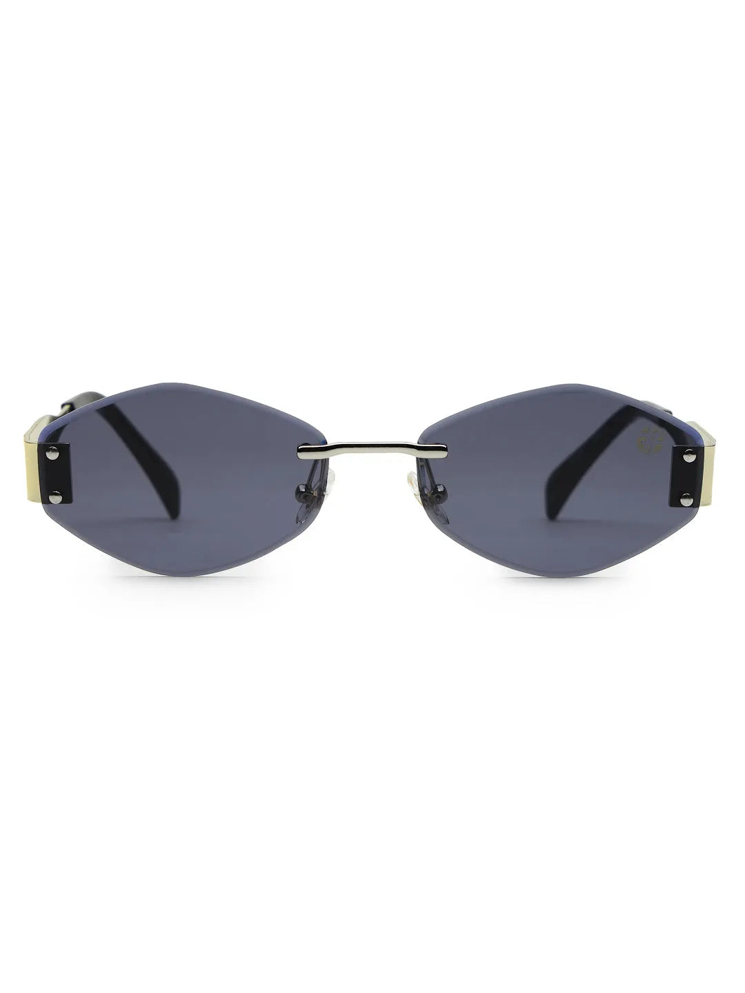 SEVA | Silver Medium Rim Less Diamond with Lock Side Hinges Sunglasses for Men & Women [UV-protected]