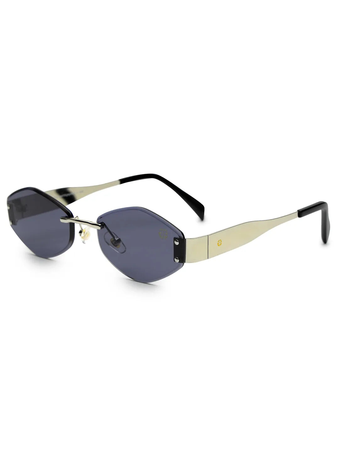 SEVA | Silver Medium Rim Less Diamond with Lock Side Hinges Sunglasses for Men & Women [UV-protected]