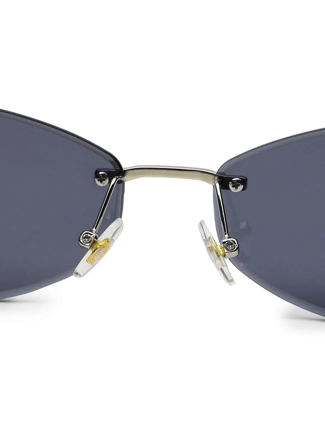 SEVA | Silver Medium Rim Less Diamond with Lock Side Hinges Sunglasses for Men & Women [UV-protected]