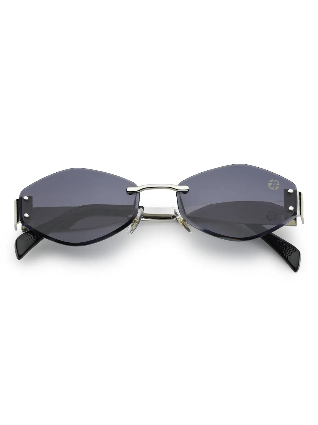 SEVA | Silver Medium Rim Less Diamond with Lock Side Hinges Sunglasses for Men & Women [UV-protected]