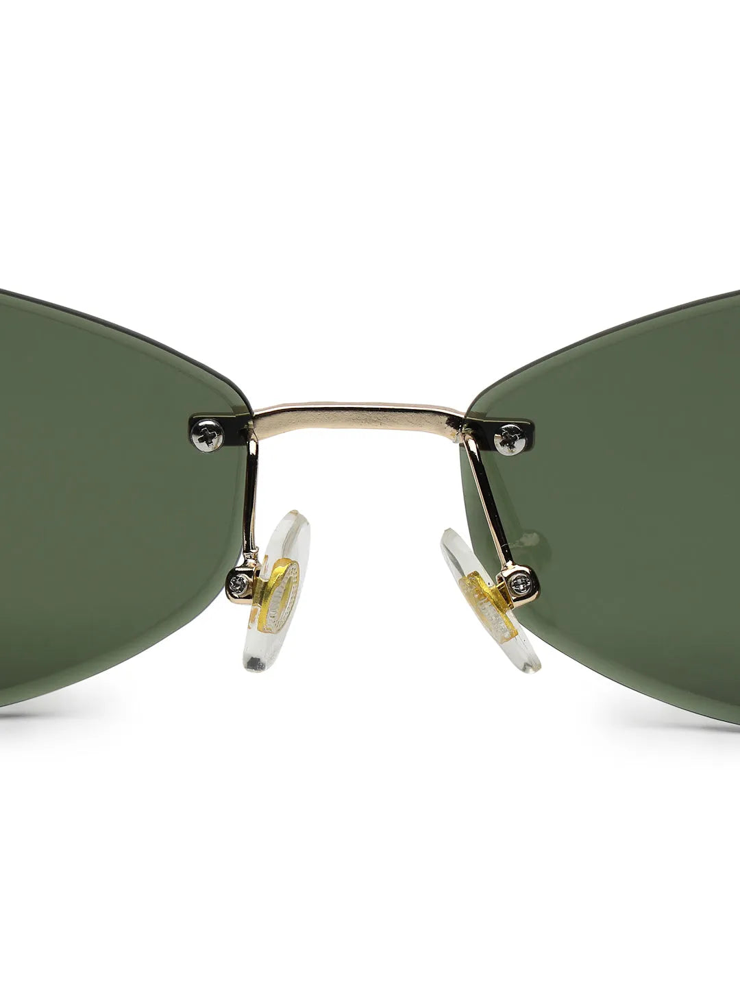 SEVA | Golden Green Medium Rim Less Diamond with Lock Side Hinges Sunglasses for Men & Women [UV-protected]